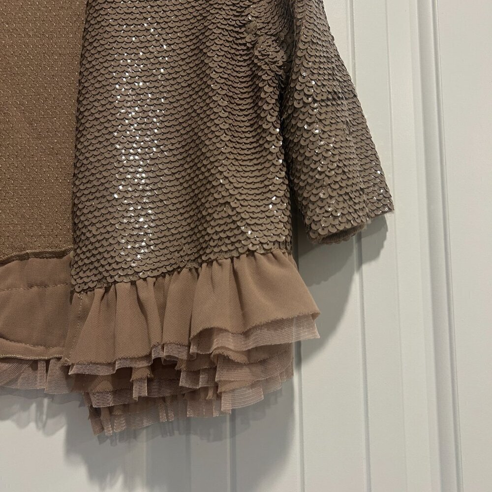 BCBGMaxazria Tan Marin Sequins Shrug Jacket Women’s Size Small - Picture 3 of 7